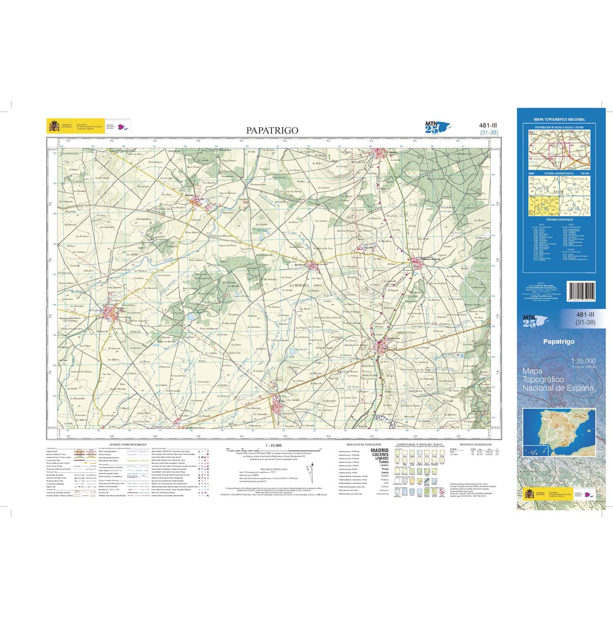 Online bestellen: Topografische kaart 481-III Papatrigo | CNIG - Instituto Geográfico Nacional1