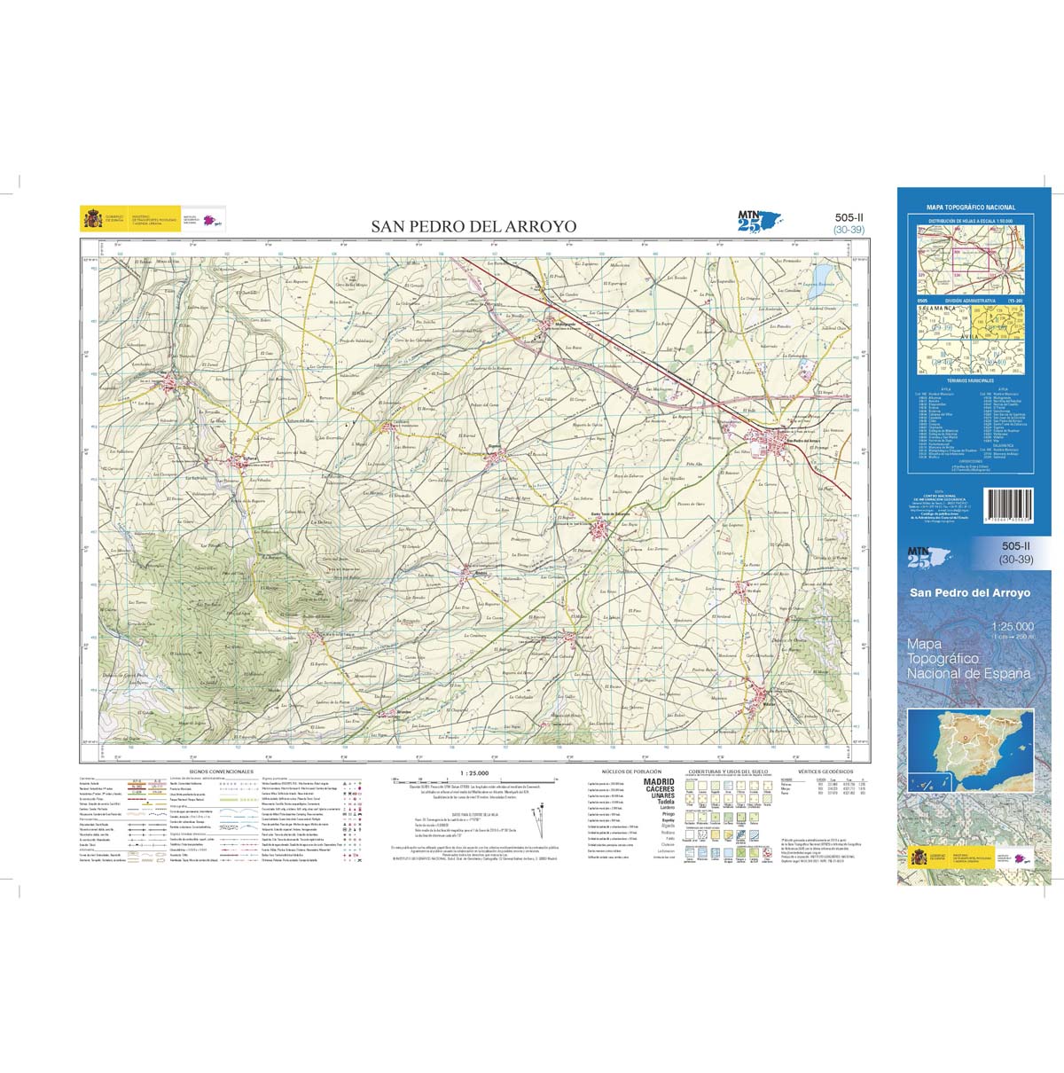 Online bestellen: Topografische kaart 505-II San Pedro del Arroyo | CNIG - Instituto Geográfico Nacional1