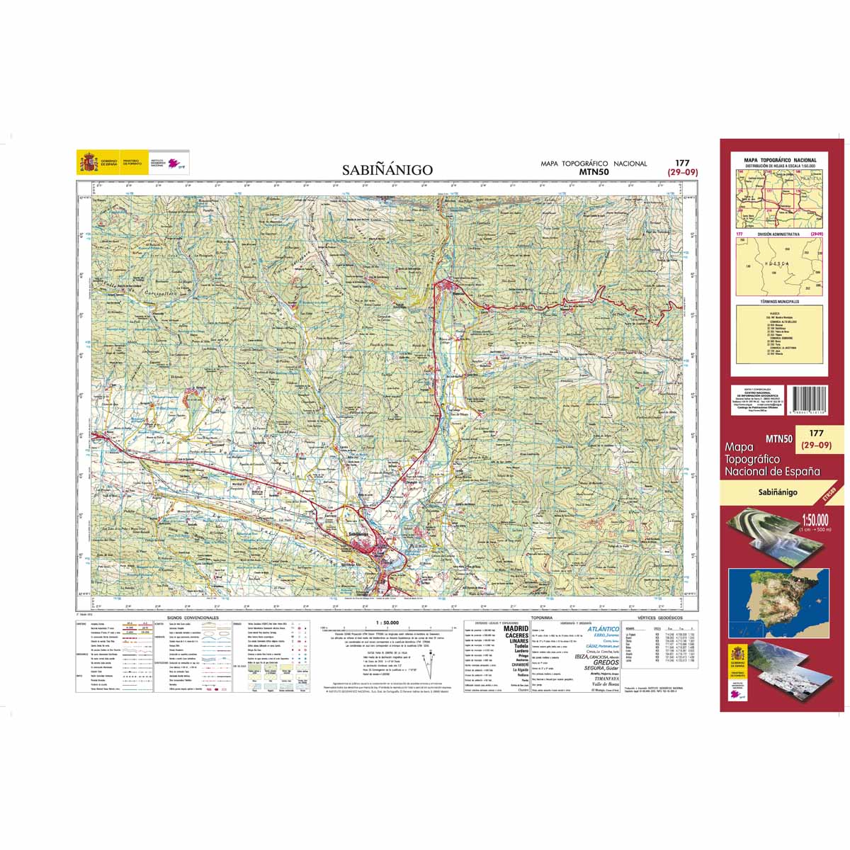 Online bestellen: Topografische kaart 177 MT50 Sabiñánigo | CNIG - Instituto Geográfico Nacional1