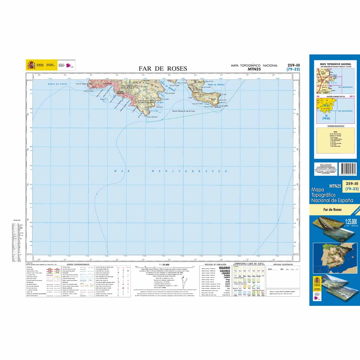 Online bestellen: Topografische kaart 259-III Far de Roses | CNIG - Instituto Geográfico Nacional1