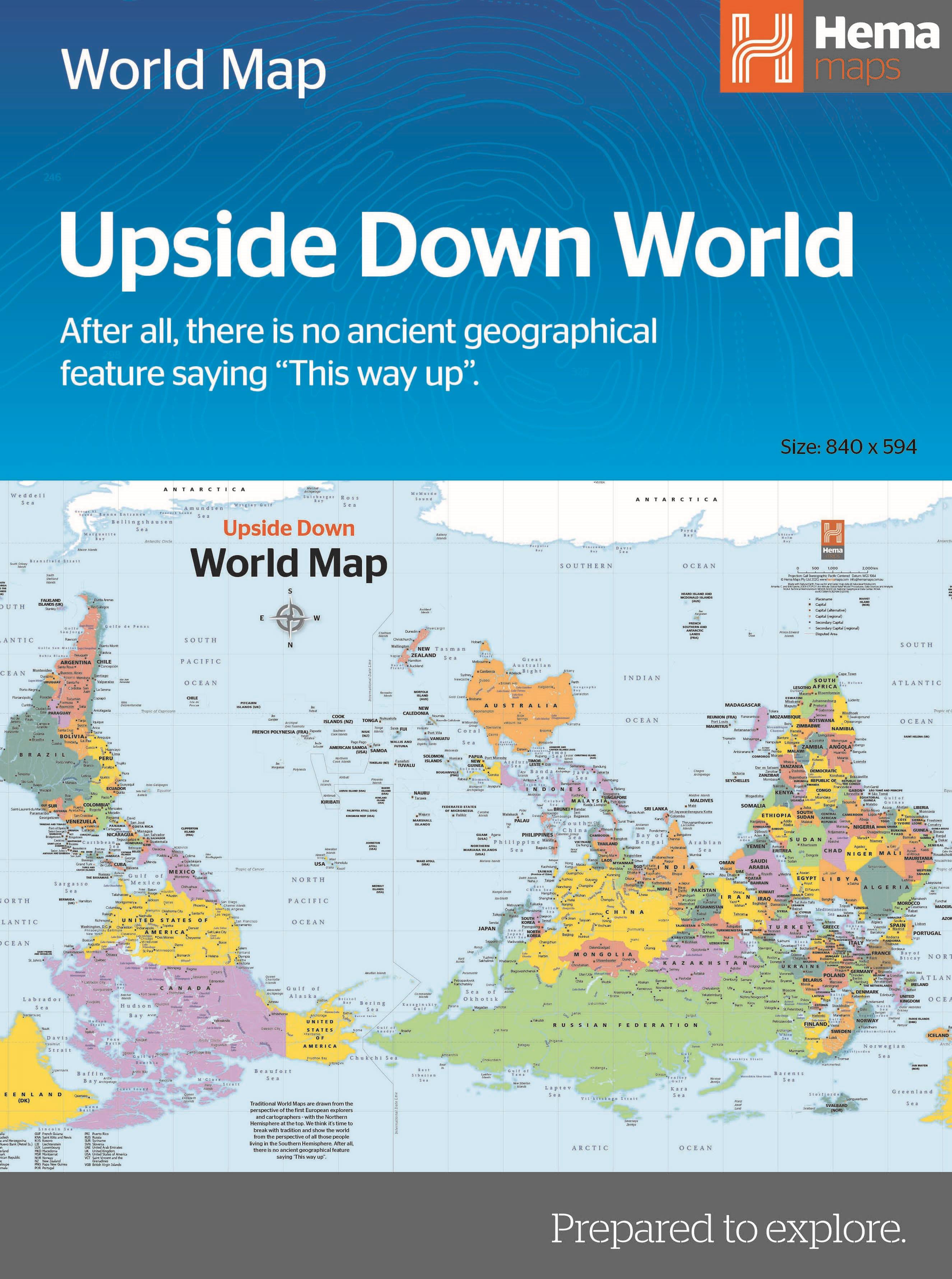 Wereldkaart World pol. upside…