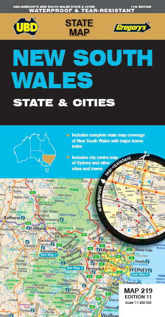 Online bestellen: Wegenkaart - landkaart 219 New South Wales State & Cities | UBD Gregory's