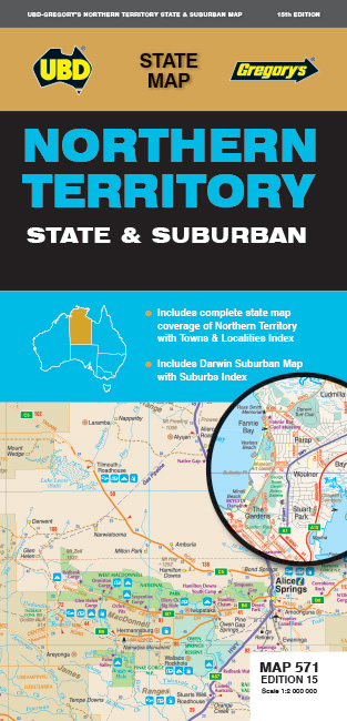 Online bestellen: Wegenkaart - landkaart 571 Northern Territory State & Suburban | UBD Gregory's