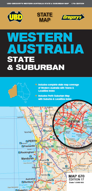 Online bestellen: Wegenkaart - landkaart 670 Western Australia State & Suburban | UBD Gregory's