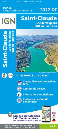 Online bestellen: Topografische kaart - Wandelkaart 3327OT St-Claude / Lac de Vouglans / PNR du Haut Jura | IGN - Institut Géographique National