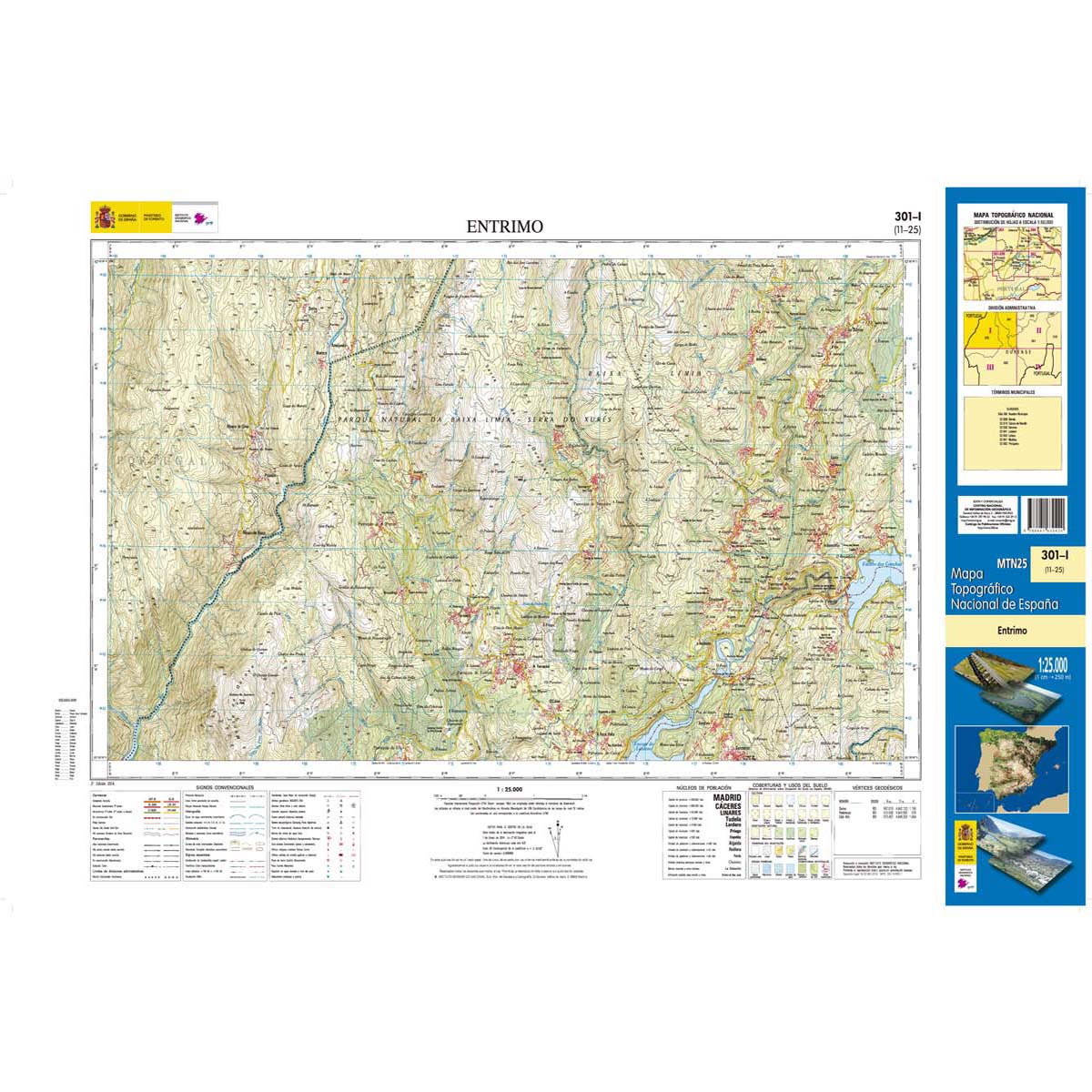 Online bestellen: Topografische kaart 301-I Entrimo | CNIG - Instituto Geográfico Nacional1