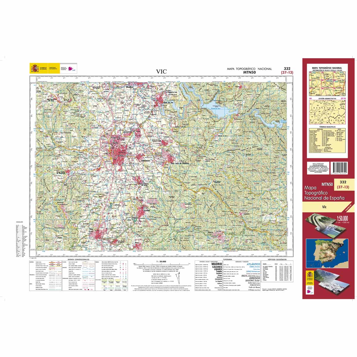 Online bestellen: Topografische kaart 332 MT50 Vic | CNIG - Instituto Geográfico Nacional1