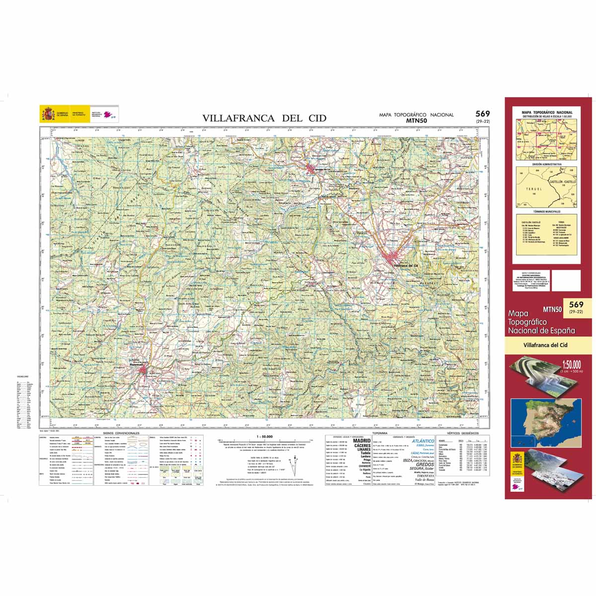 Online bestellen: Topografische kaart 569 MT50 Villafranca del Cid | CNIG - Instituto Geográfico Nacional1