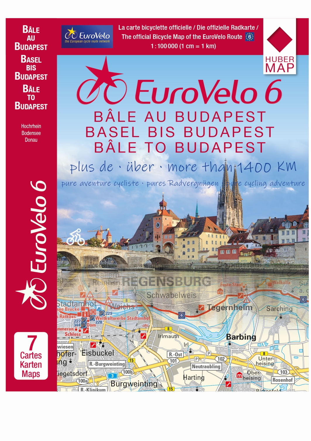 Online bestellen: Fietskaart Eurovelo 6 Basel - Budapest Kaartenset | Huber Verlag