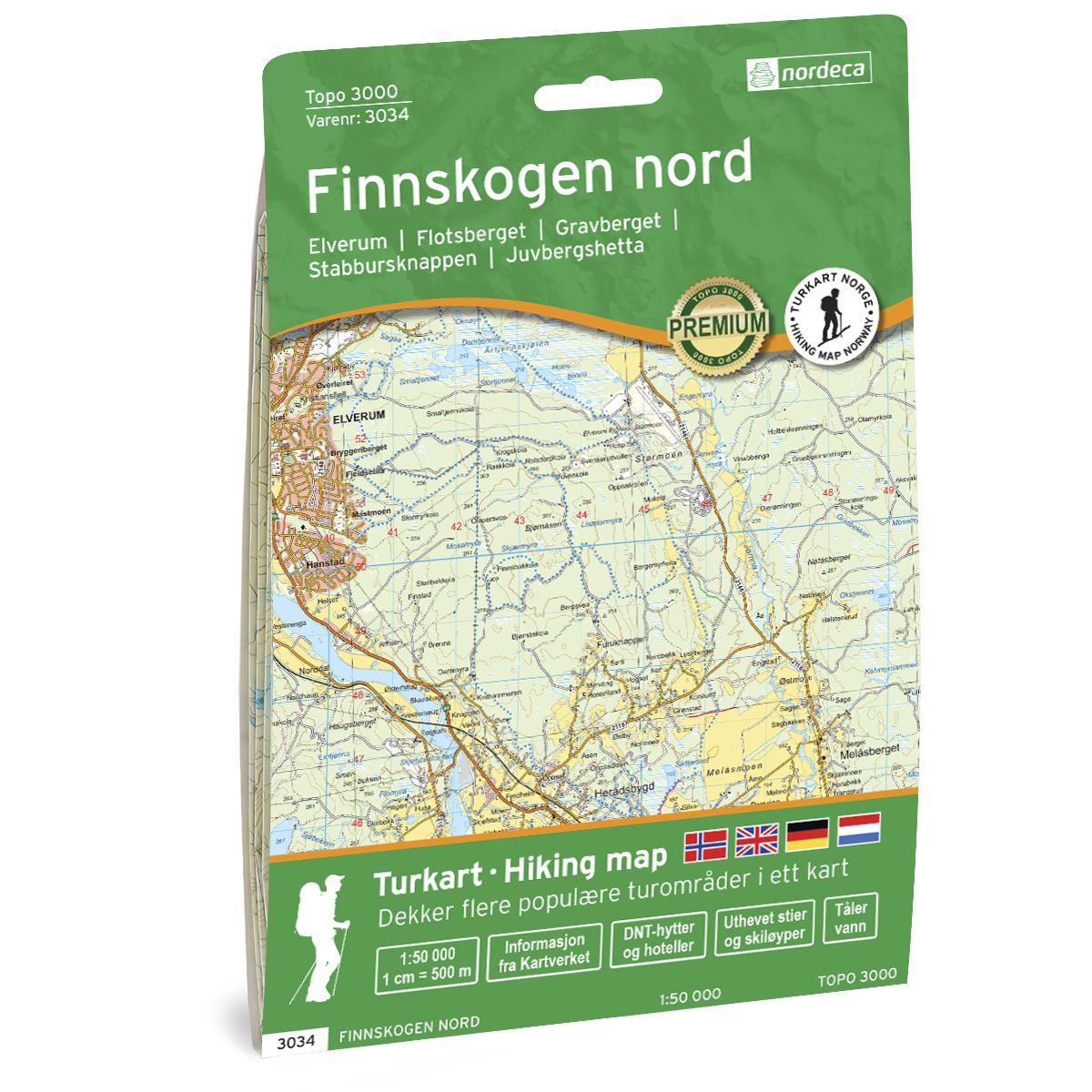 Online bestellen: Wandelkaart 3034 Topo 3000 Finnskogen Nord | Nordeca