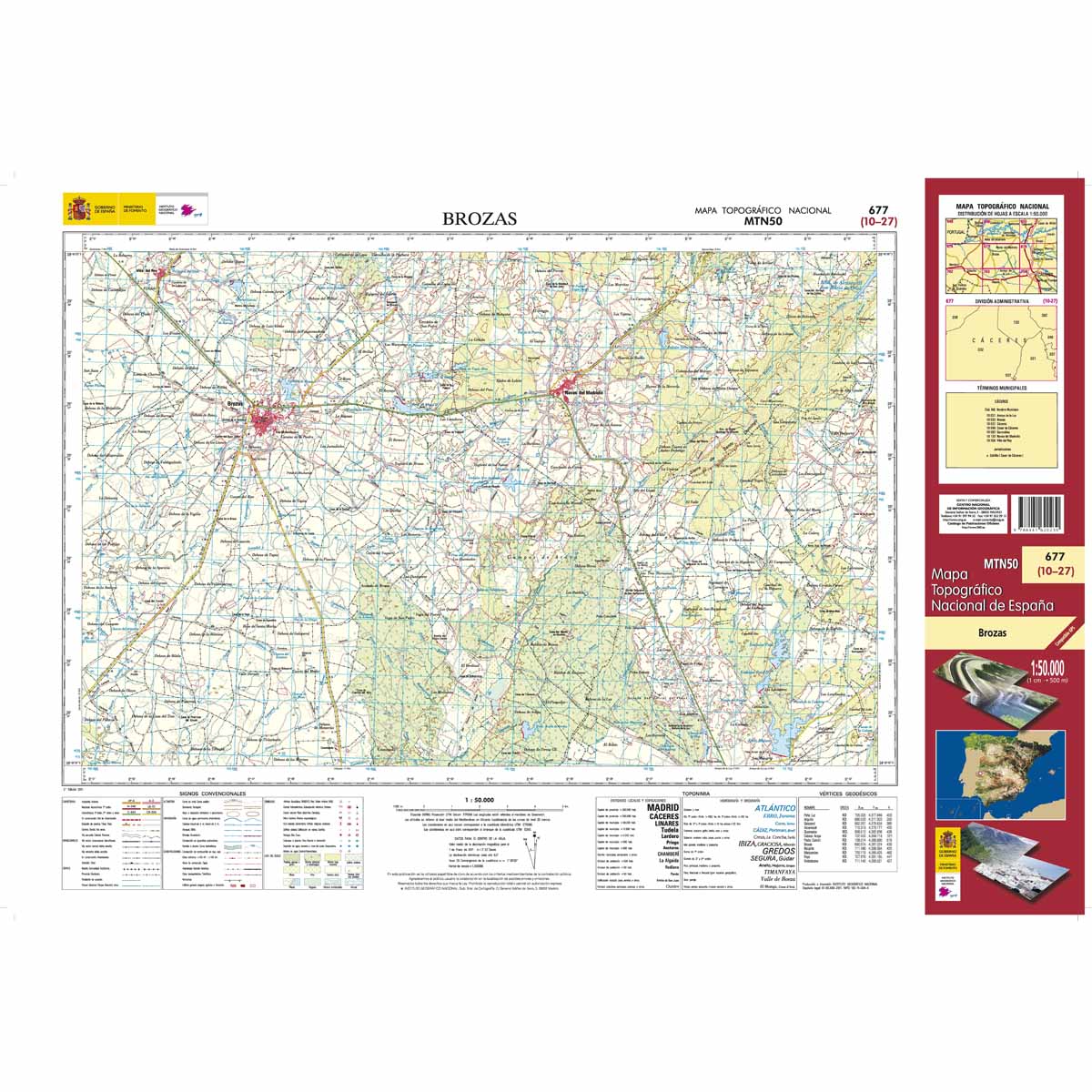 Online bestellen: Topografische kaart 677 MT50 Brozas | CNIG - Instituto Geográfico Nacional1