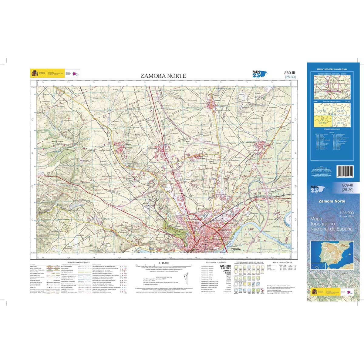 Online bestellen: Topografische kaart 369-III Zamora Norte | CNIG - Instituto Geográfico Nacional1