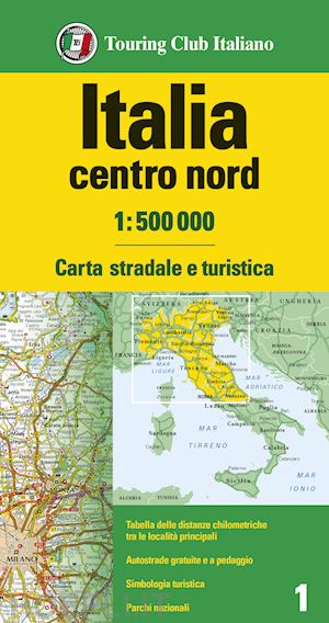 Online bestellen: Wegenkaart - landkaart 1 Italië Centraal & Noord | Touring Club Italiano1