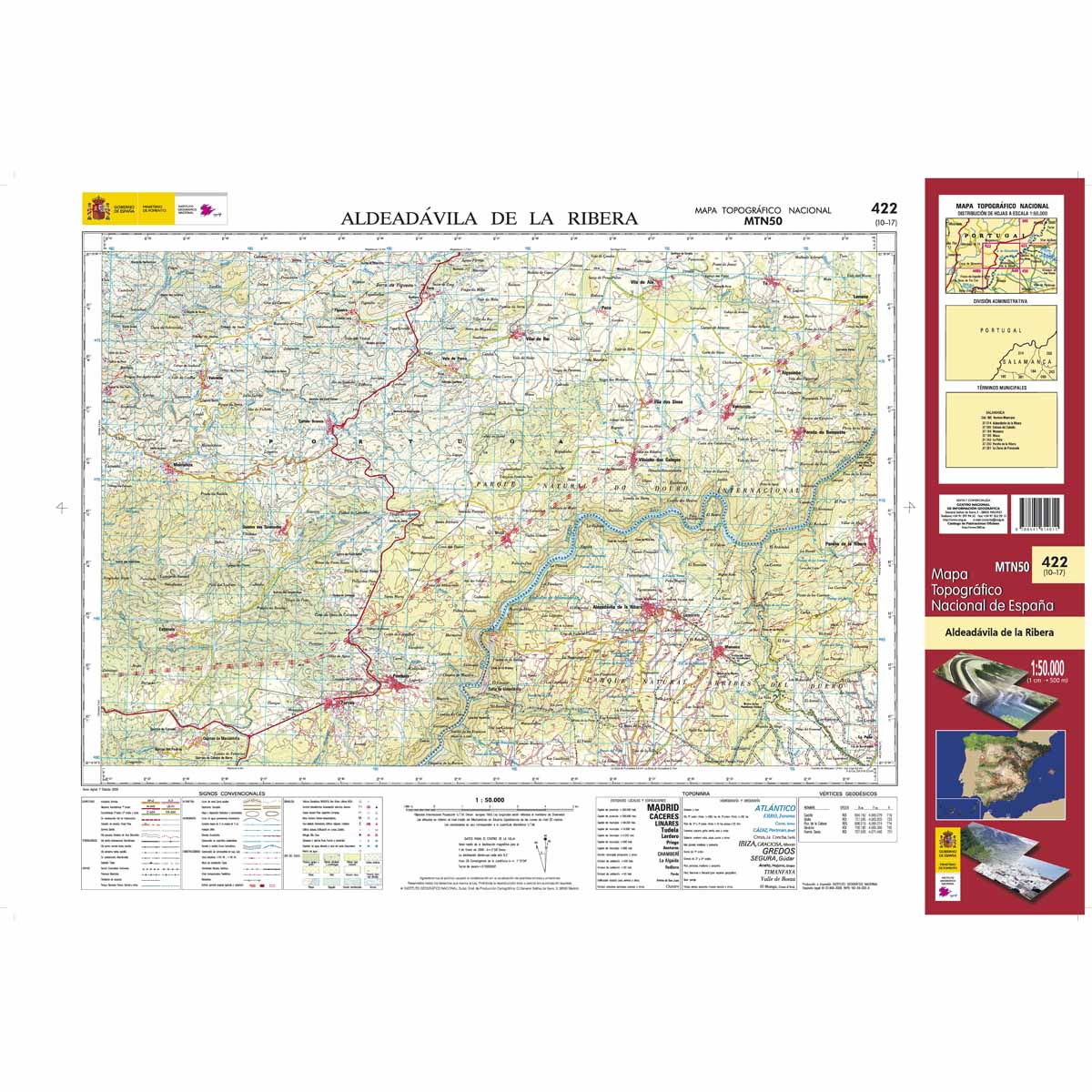 Online bestellen: Topografische kaart 422 MT50 Aldeadávila de la Ribera | CNIG - Instituto Geográfico Nacional1