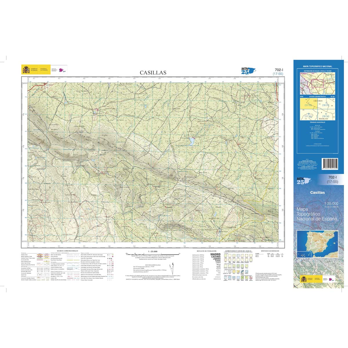 Online bestellen: Topografische kaart 702-I Casillas | CNIG - Instituto Geográfico Nacional1