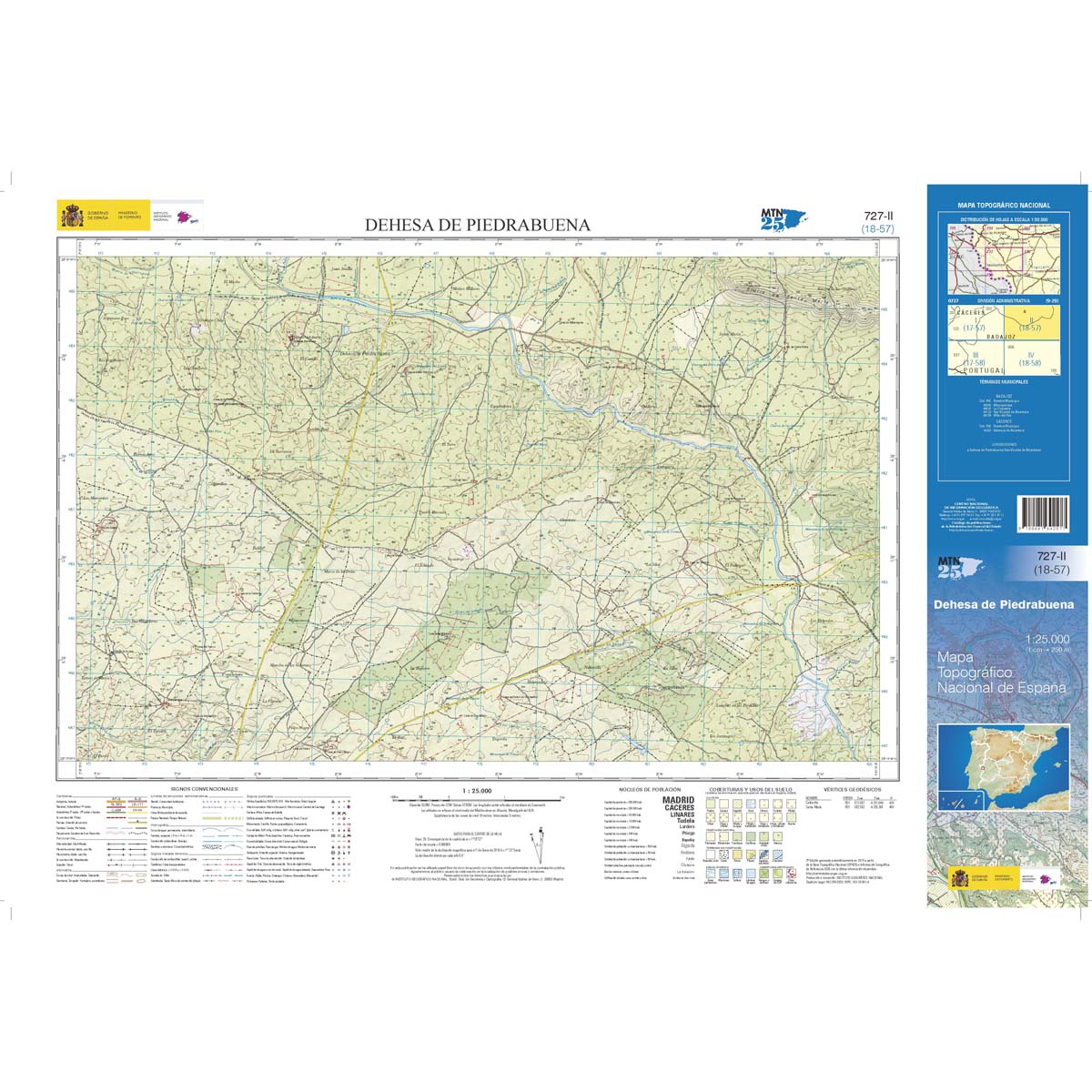 Online bestellen: Topografische kaart 727-II Dehesa de Piedrabuena | CNIG - Instituto Geográfico Nacional1