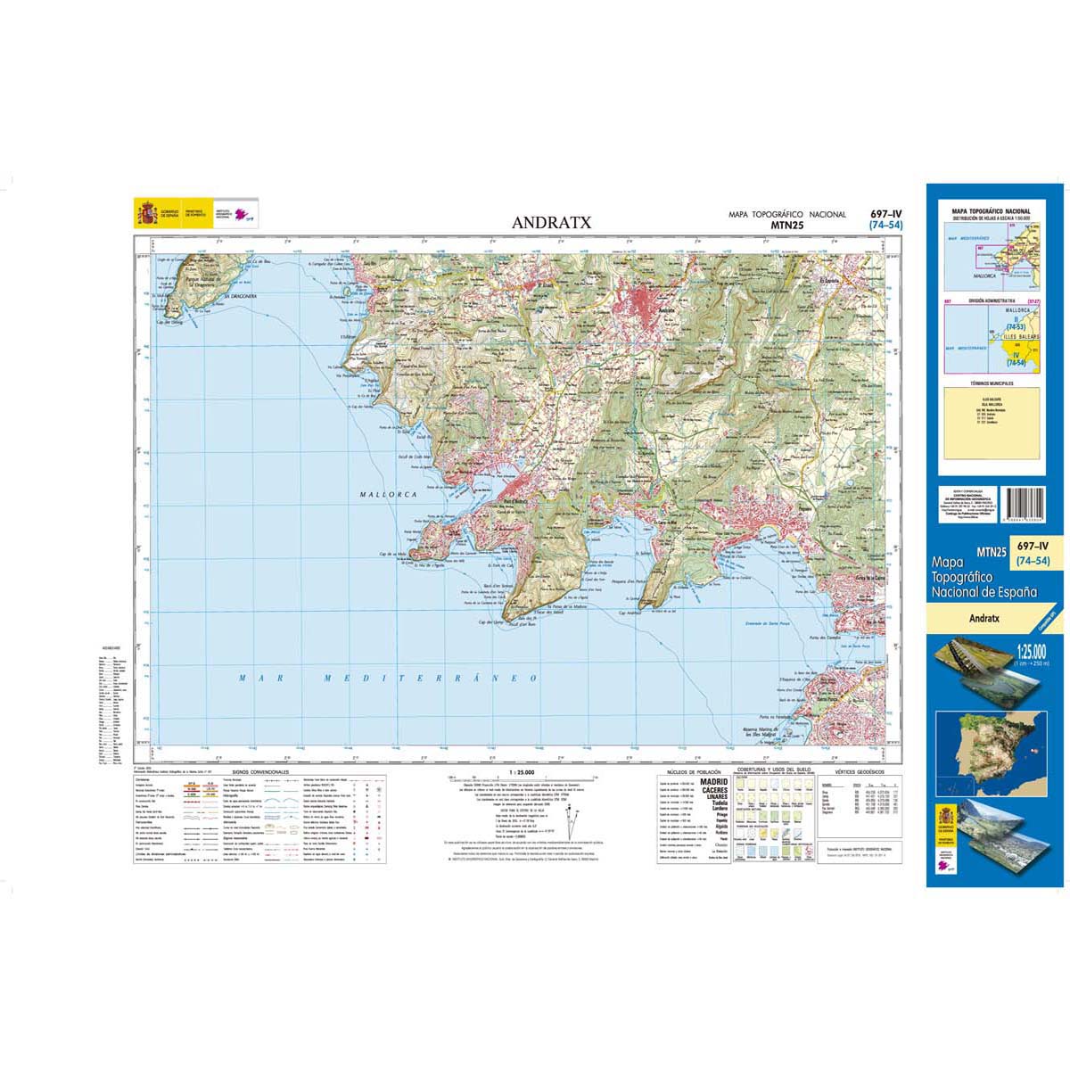 Online bestellen: Topografische kaart 697-IV Andratx (Mallorca) | CNIG - Instituto Geográfico Nacional1