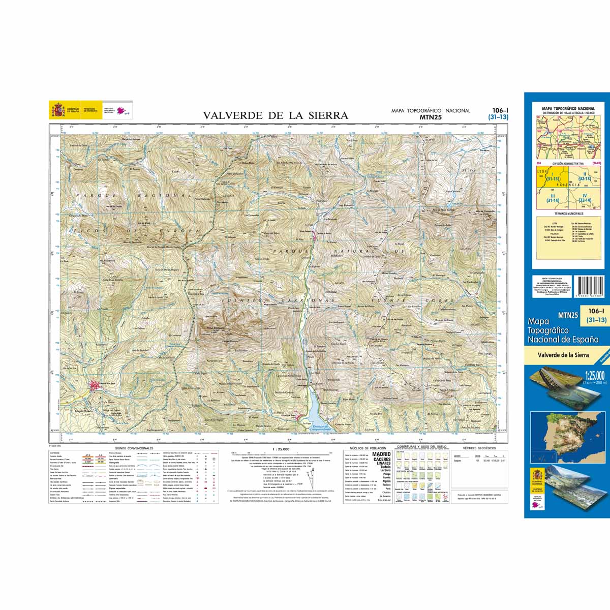 Online bestellen: Topografische kaart 106-I Valverde de la Sierra | CNIG - Instituto Geográfico Nacional1