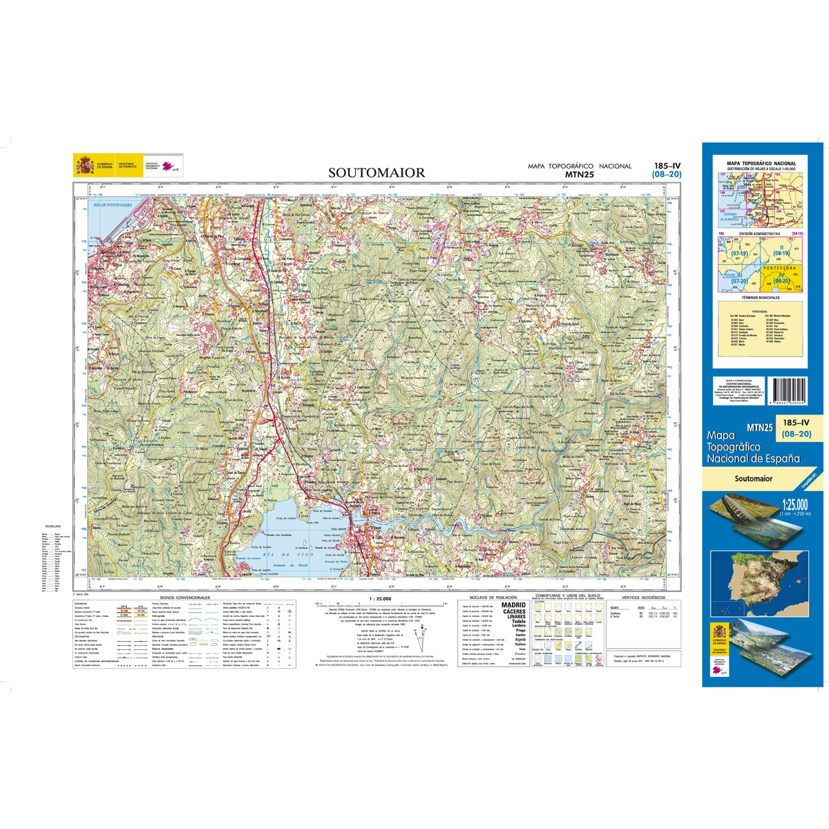 Online bestellen: Topografische kaart 185-IV Soutomaior | CNIG - Instituto Geográfico Nacional1