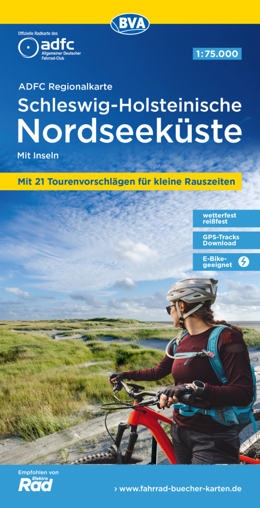 Online bestellen: Fietskaart ADFC Regionalkarte Schleswig-Holsteinische Nordseeküste | BVA BikeMedia