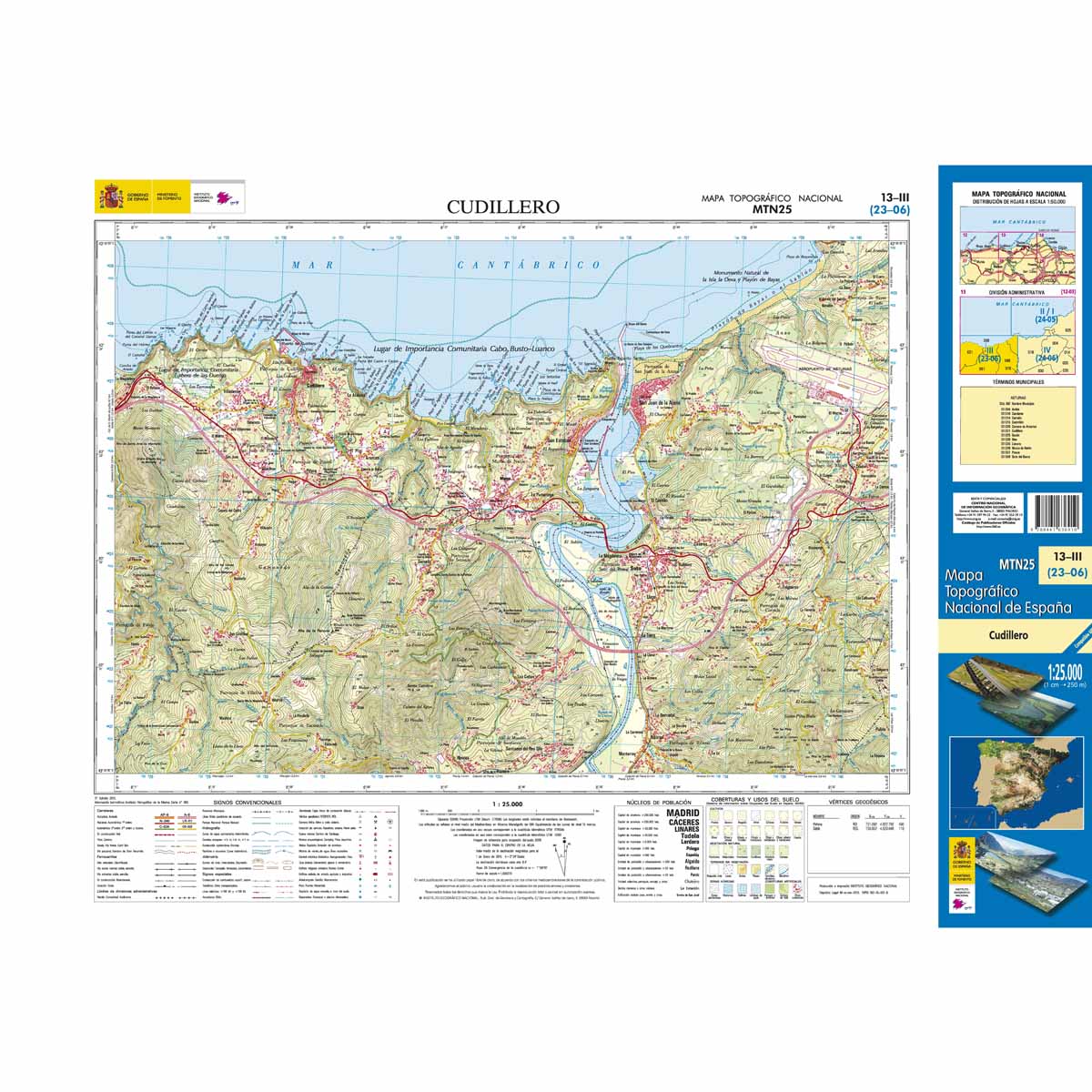 Online bestellen: Topografische kaart 13-III Cudillero | CNIG - Instituto Geográfico Nacional1