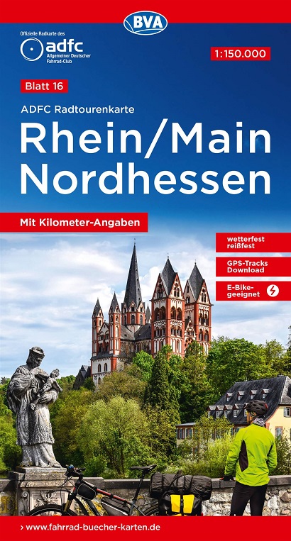 Online bestellen: Fietskaart 16 ADFC Radtourenkarte Rhein / Main / Nordhessen | BVA BikeMedia