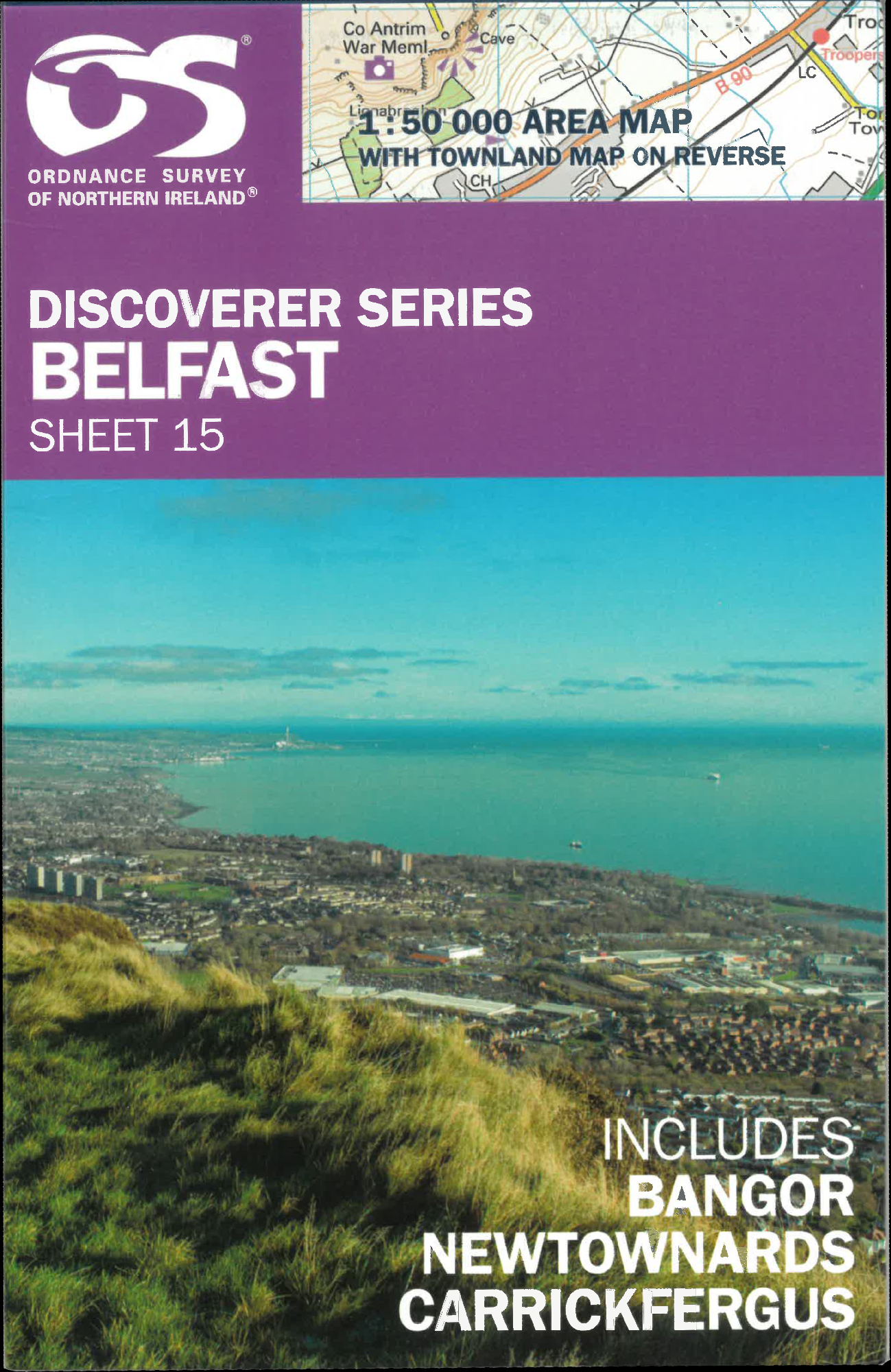 Online bestellen: Wandelkaart - Topografische kaart 15 Discoverer Belfast and surroundings | Ordnance Survey Northern Ireland