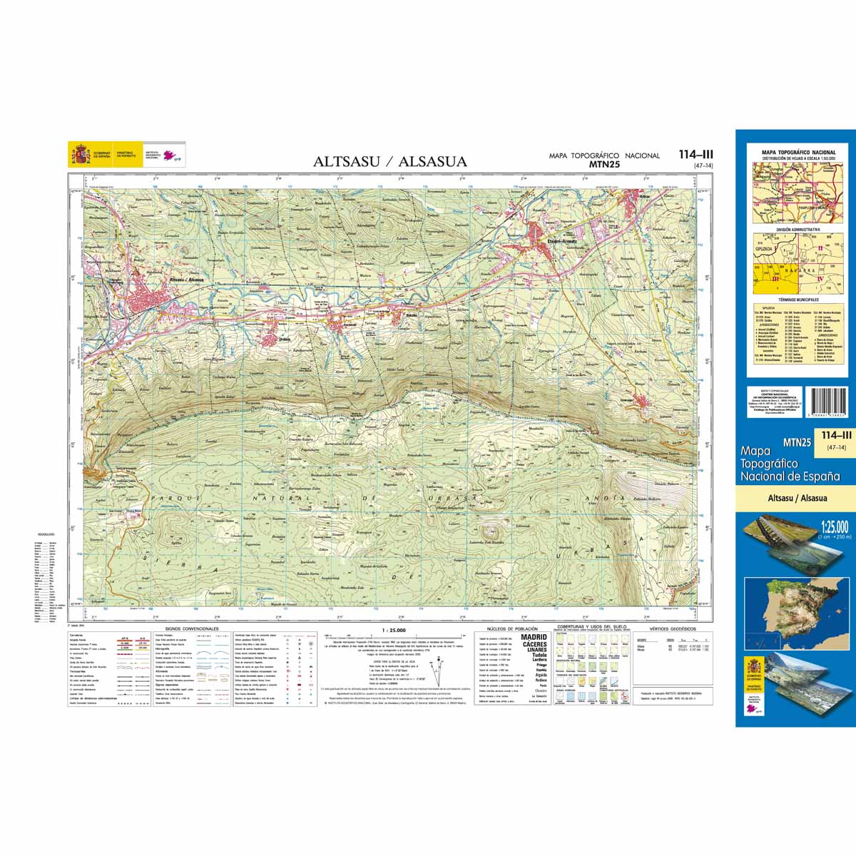 Online bestellen: Topografische kaart 114-III Altsasu/Altsasua | CNIG - Instituto Geográfico Nacional1