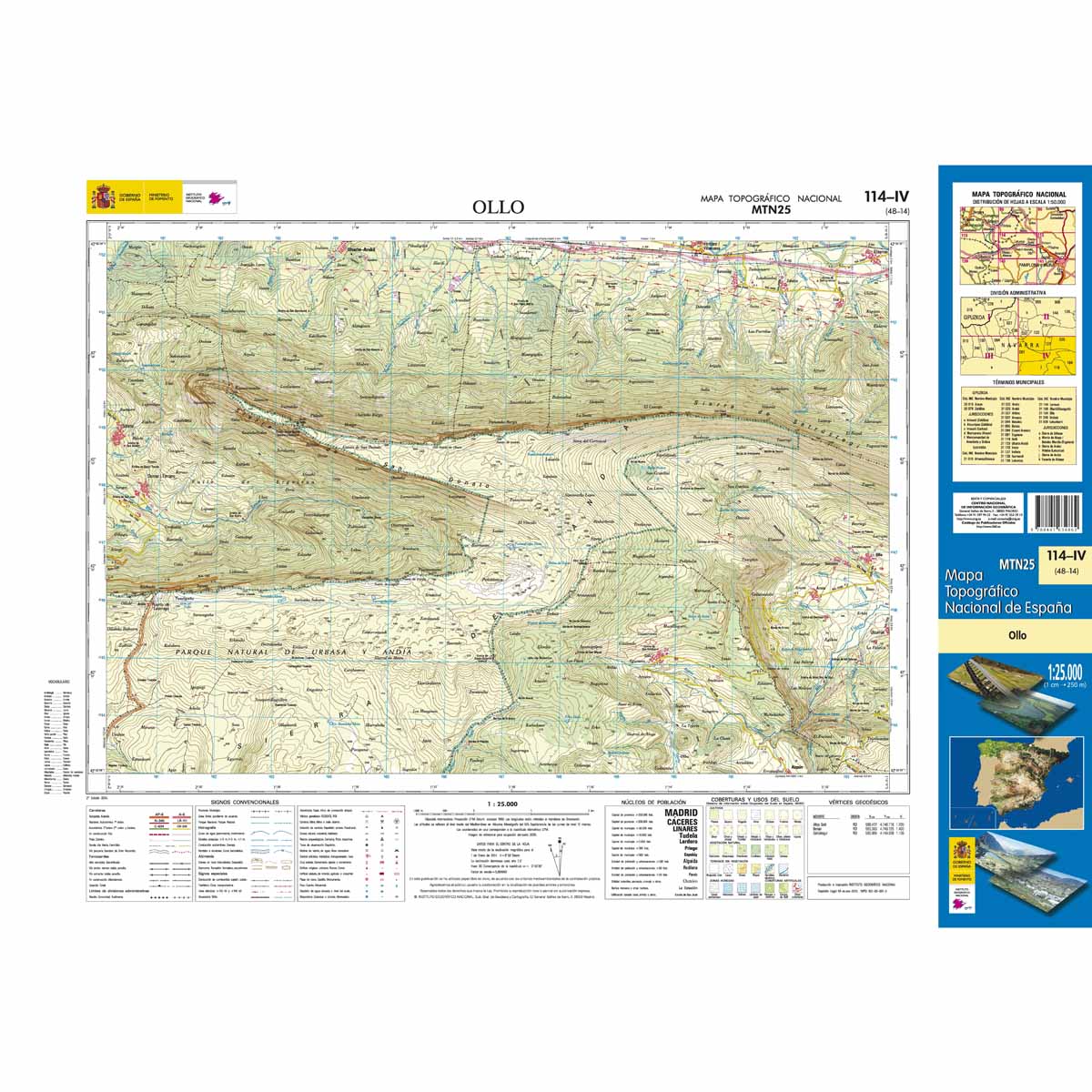 Online bestellen: Topografische kaart 114-IV Ollo | CNIG - Instituto Geográfico Nacional1