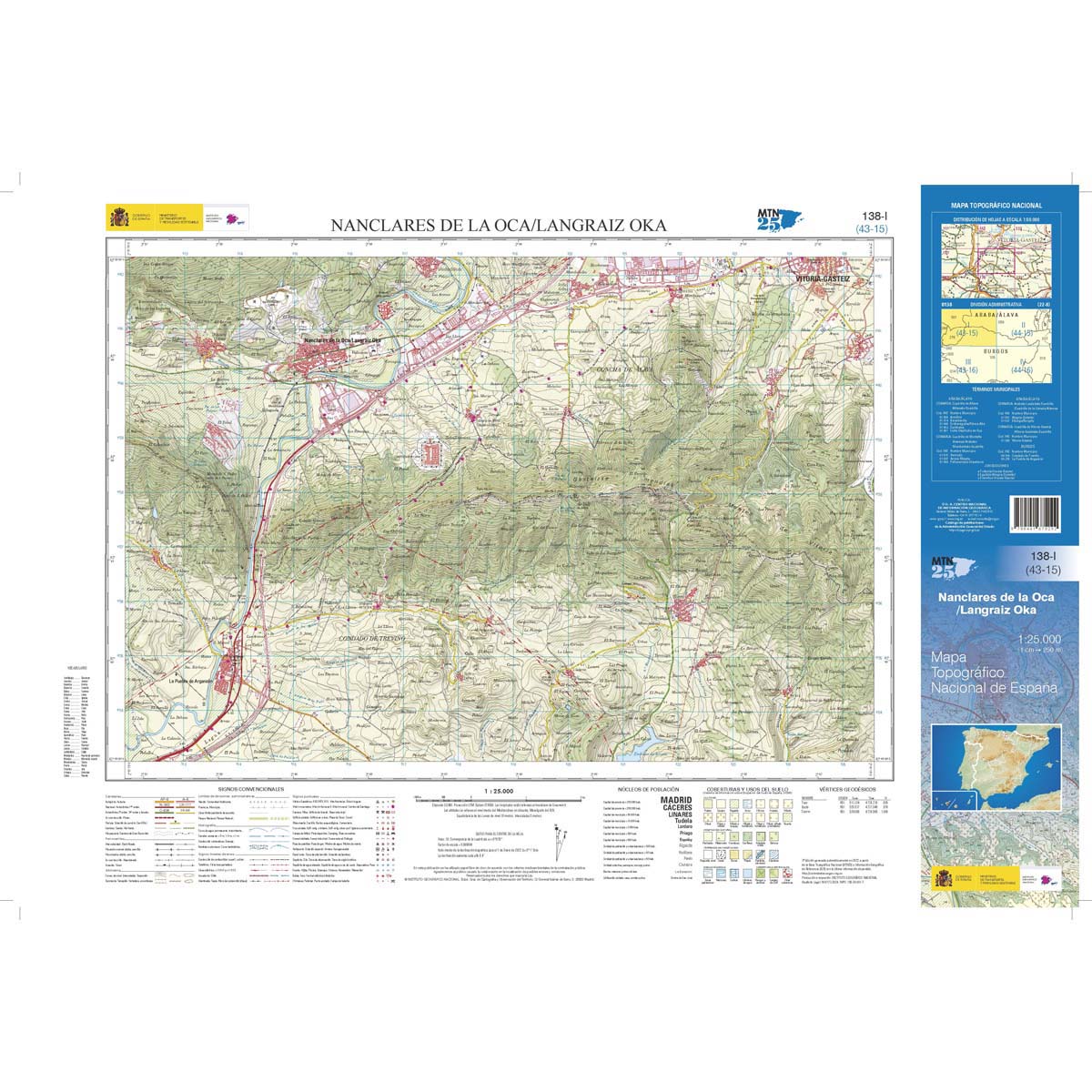 Online bestellen: Topografische kaart 138-I Nanclares de la Oca/Langraiz Oka | CNIG - Instituto Geográfico Nacional1