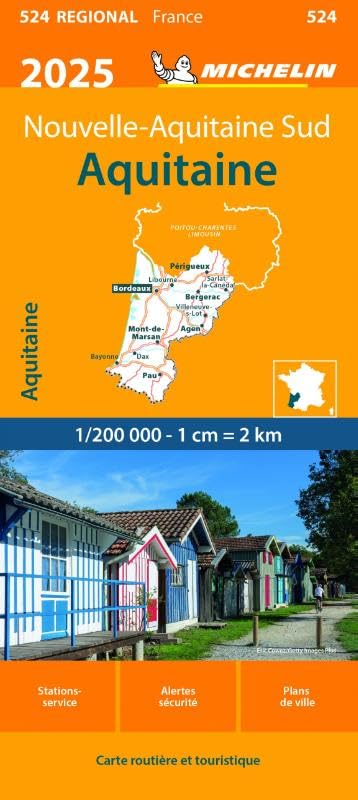 Online bestellen: Wegenkaart - landkaart 524 Aquitaine - Nouvelle-Aquitaine Sud 2025 | Michelin