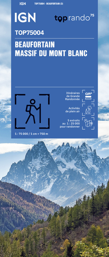 Online bestellen: Fietskaart - Wandelkaart 75004 Beaufortin Massif du Mont Blanc | IGN - Institut Géographique National