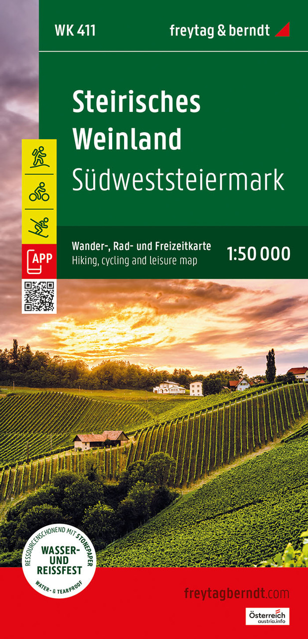 Online bestellen: Fietskaart - Wandelkaart 411 Steirisches Weinland - Südwest - Steiermark | Freytag & Berndt