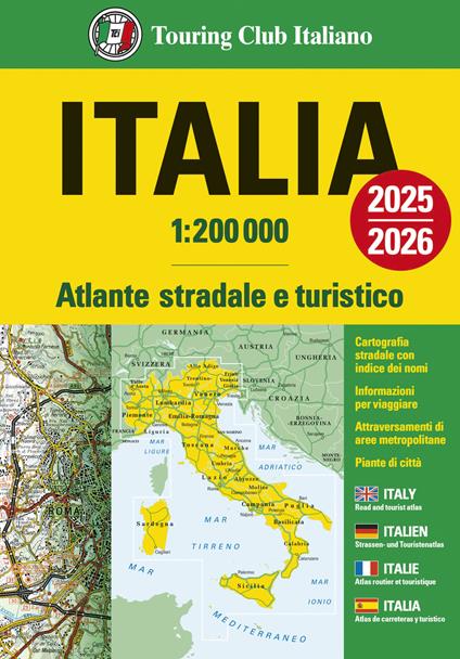 Online bestellen: Wegenatlas Italië atlas - atlante stradale 2025/2026 | Paperback | A4-Formaat | Touring Club Italiano