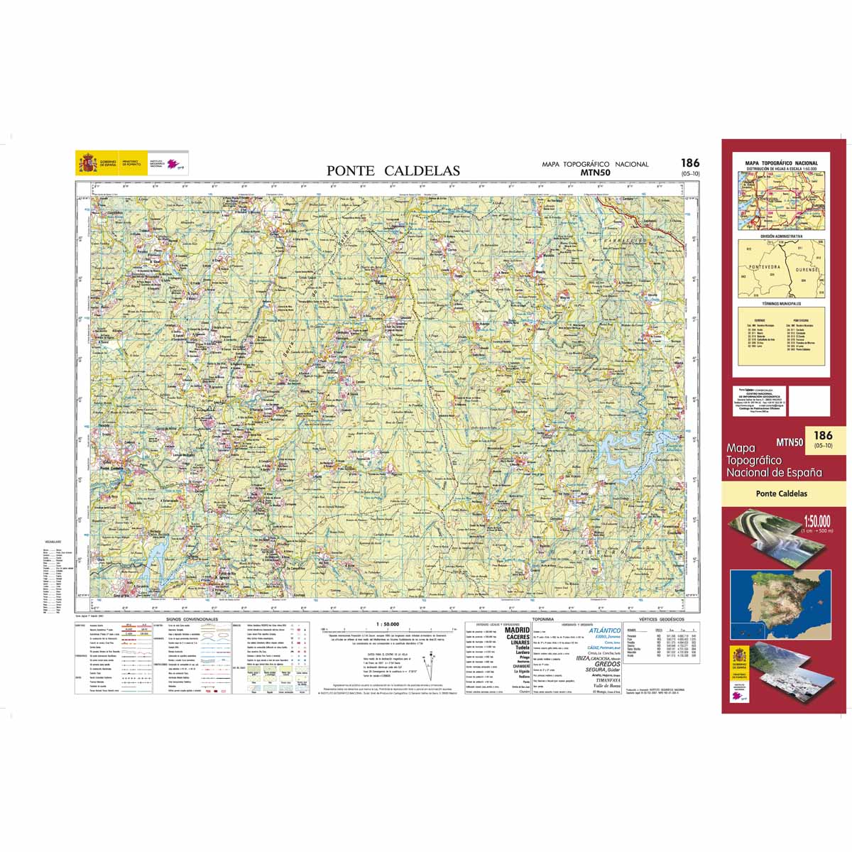 Online bestellen: Topografische kaart 186 MT50 Ponte Caldelas | CNIG - Instituto Geográfico Nacional1