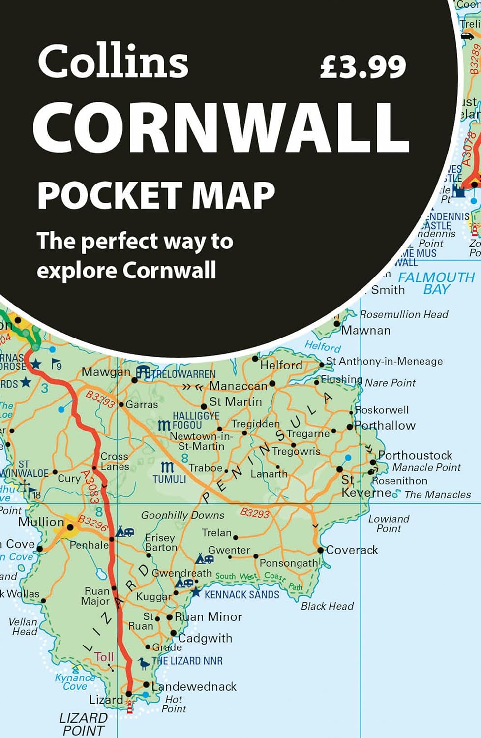 Online bestellen: Wegenkaart - landkaart Pocket Map Cornwall | Collins