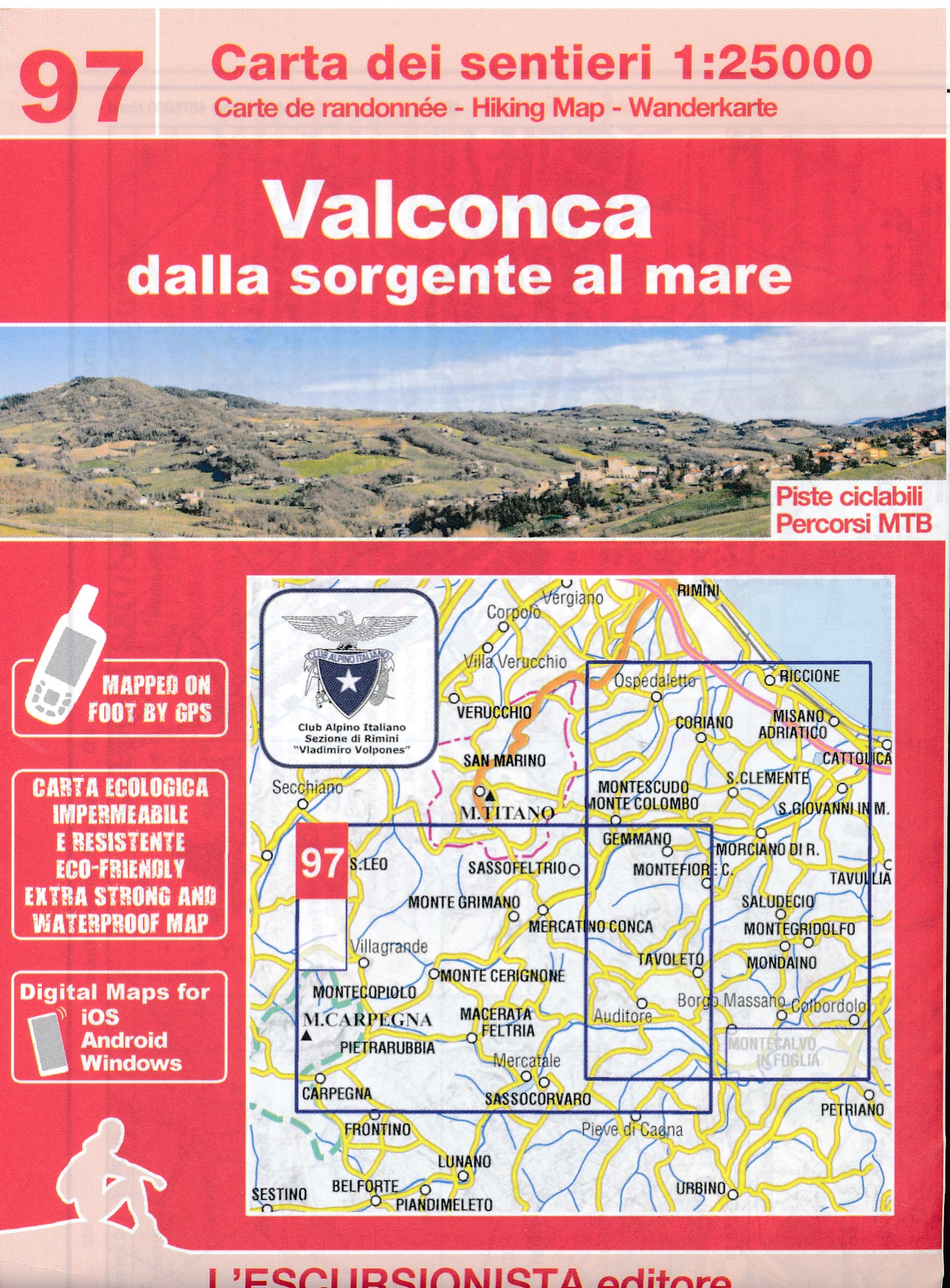 Online bestellen: Wandelkaart 97 Valconca | L'Escursionista editore