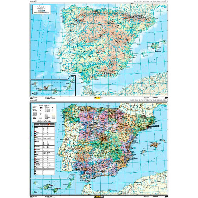 Online bestellen: Wandkaart Spanje fysiek - politiek | 138 x 97 cm | CNIG - Instituto Geográfico Nacional