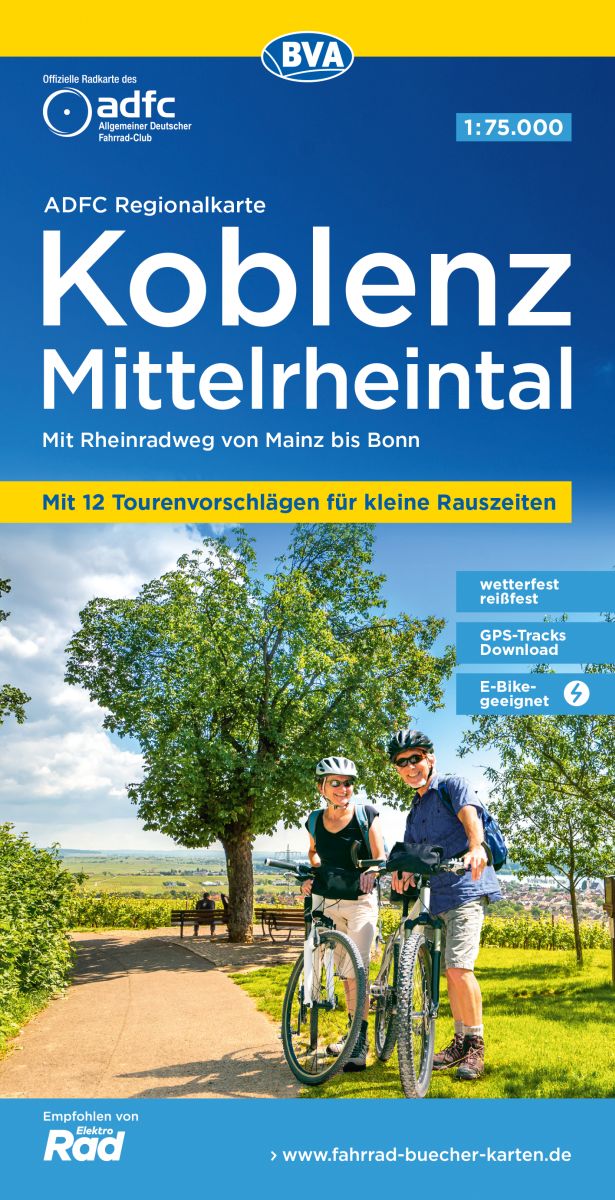 Online bestellen: Fietskaart ADFC Regionalkarte Koblenz / Mittelrheintal | BVA BikeMedia