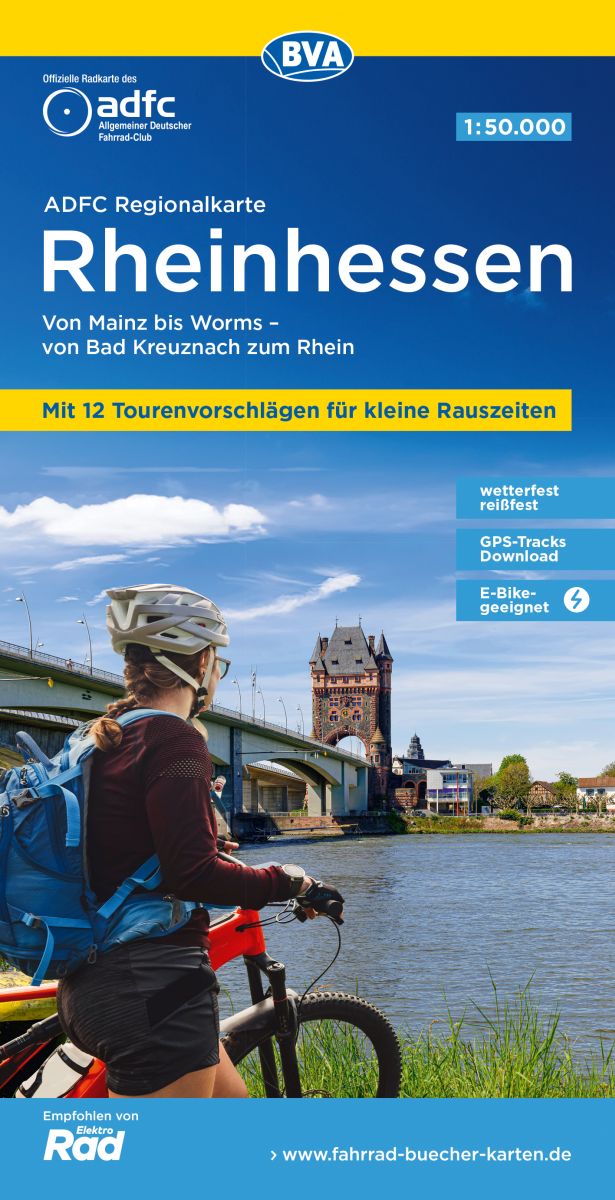 Online bestellen: Fietskaart ADFC Regionalkarte Rheinhessen | BVA BikeMedia