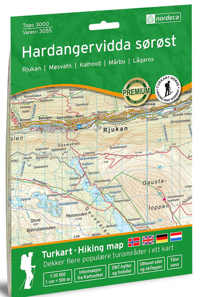 Online bestellen: Wandelkaart 3055 Topo 3000 Hardangervidda sorost | Nordeca