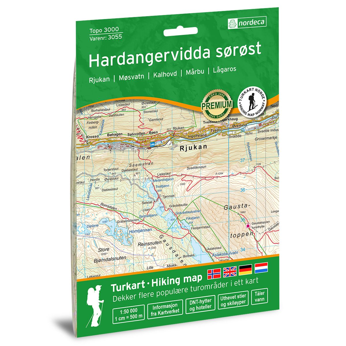 Online bestellen: Wandelkaart 3055 Topo 3000 Hardangervidda sorost | Nordeca