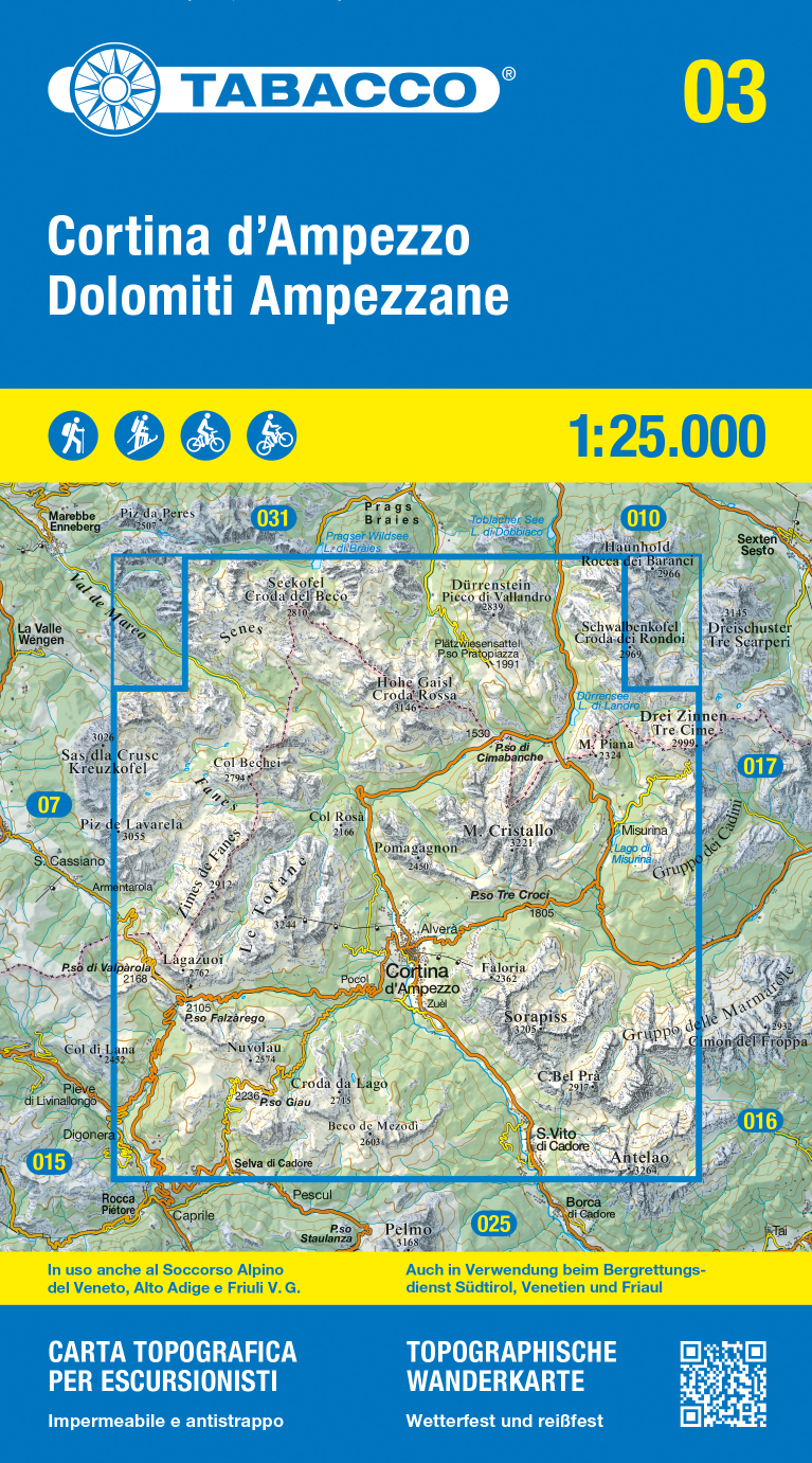 Online bestellen: Wandelkaart 03 Cortina d' Ampezzo e Dolomiti Ampezzane | Tabacco Editrice