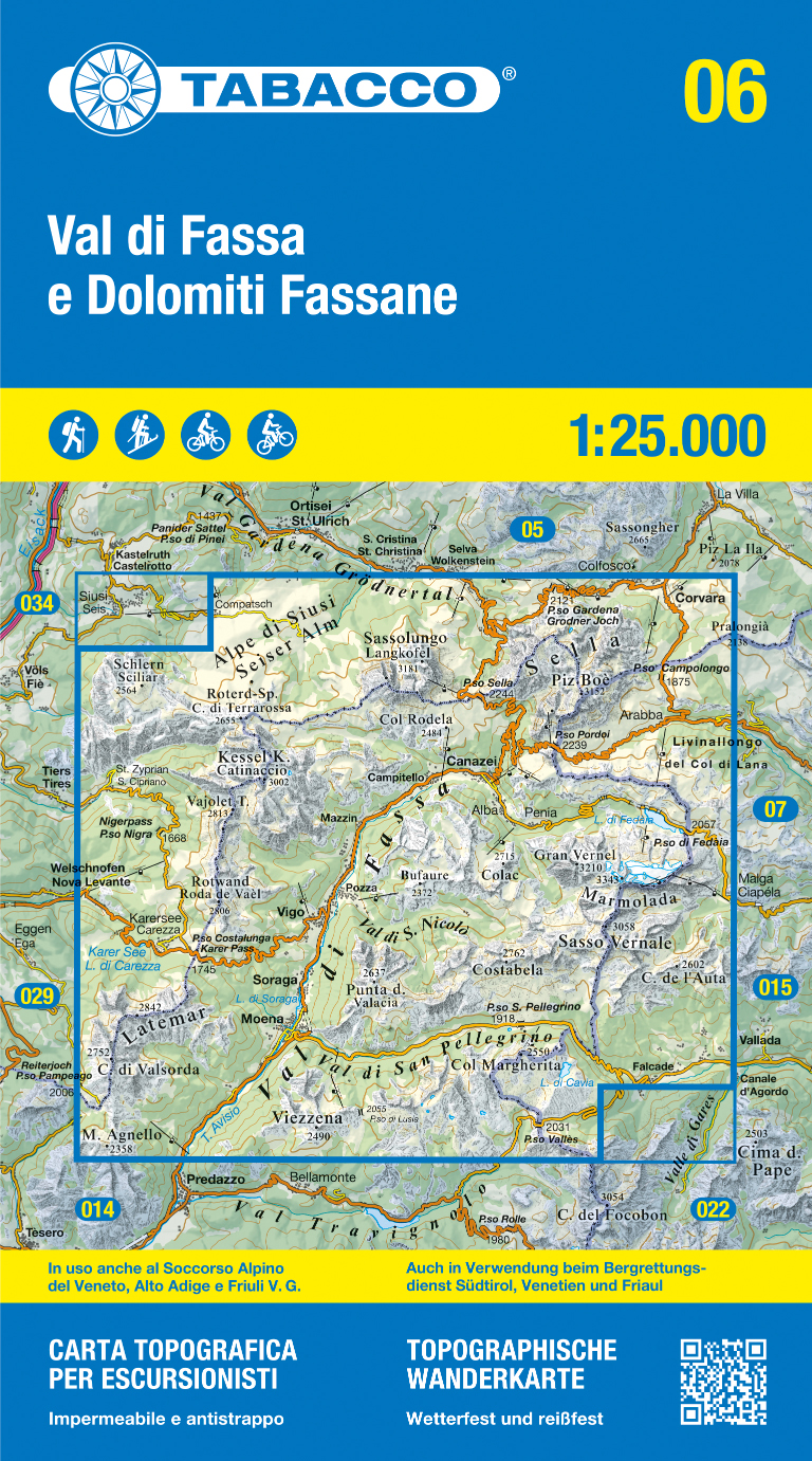 Online bestellen: Wandelkaart 06 Val di Fassa e Dolomiti Fassane | Tabacco Editrice