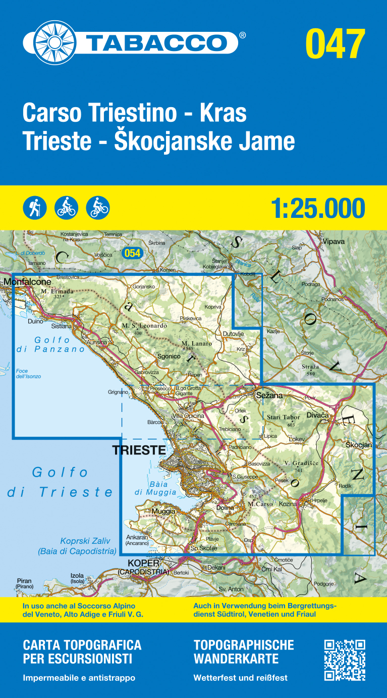 Online bestellen: Wandelkaart 047 Carso Triestino - Kras Škocjanske Jame Trieste | Tabacco Editrice