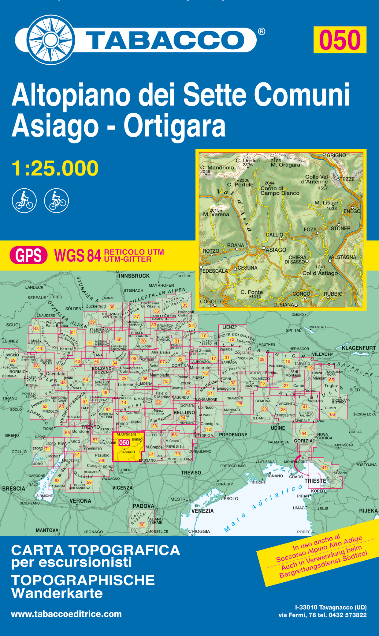 Online bestellen: Wandelkaart 050 Altopiano dei Sette Comuni - Asiago - Ortigara | Tabacco Editrice