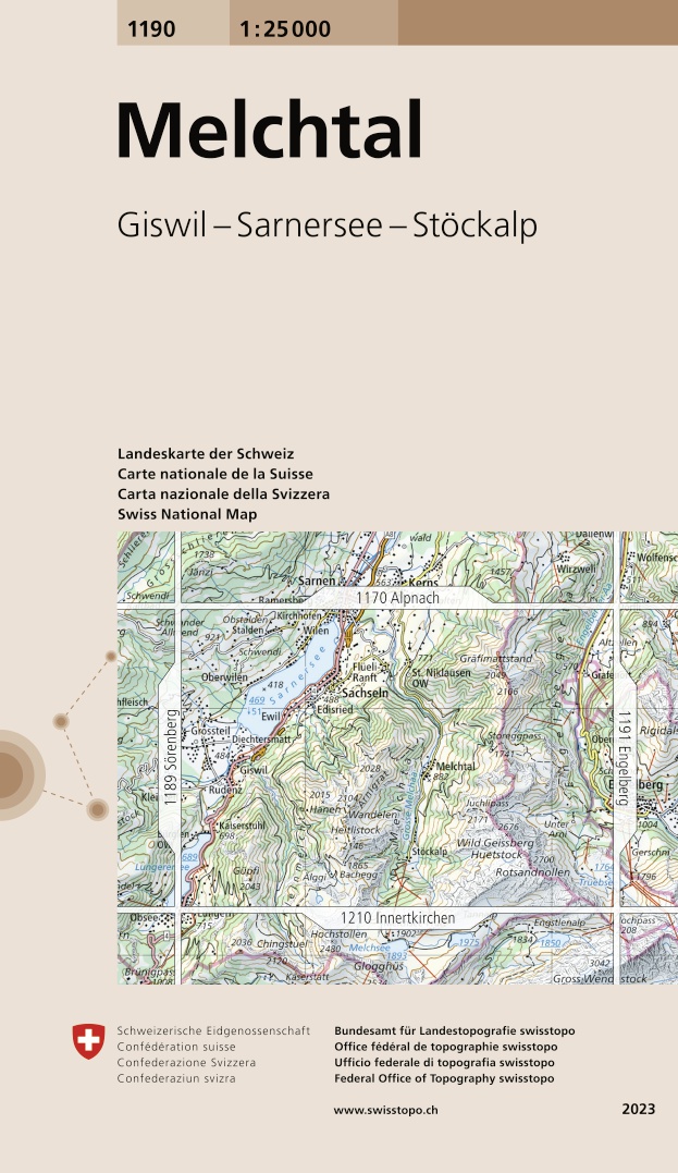 Online bestellen: Wandelkaart - Topografische kaart 1190 Melchtal | Swisstopo