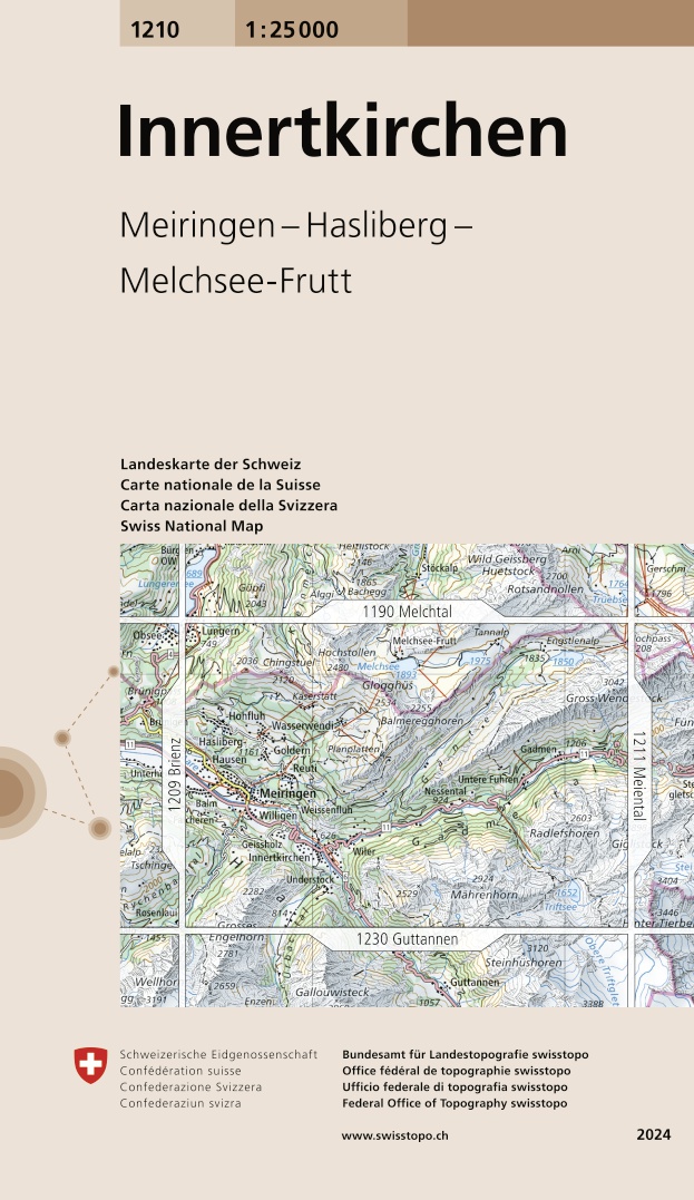 Online bestellen: Wandelkaart - Topografische kaart 1210 Innertkirchen | Swisstopo