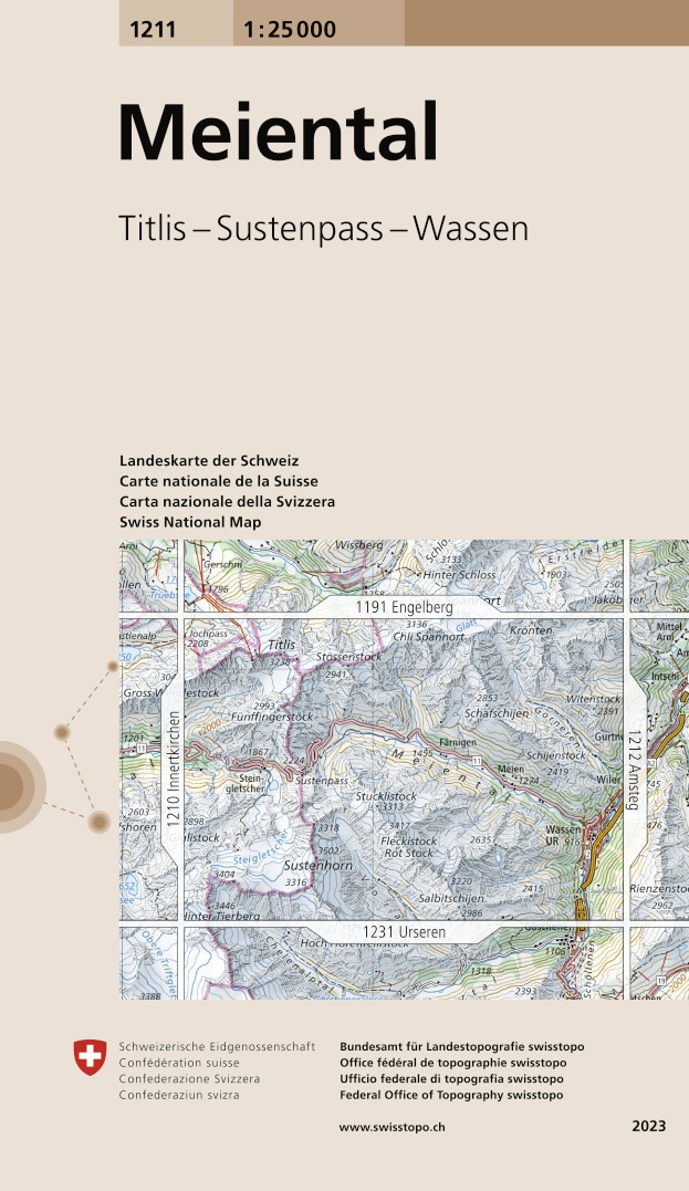 Online bestellen: Wandelkaart - Topografische kaart 1211 Meiental | Swisstopo