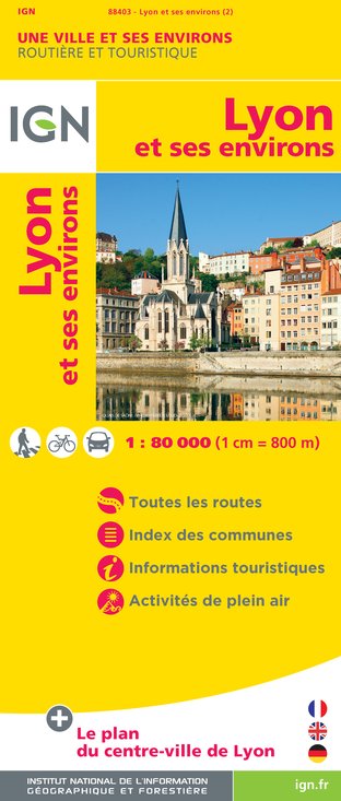 Online bestellen: Wegenkaart - landkaart - Fietskaart - Stadsplattegrond 88403 Lyon | IGN - Institut Géographique National